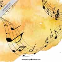 Vector gratuito fondo musical de acuarelas amarillo