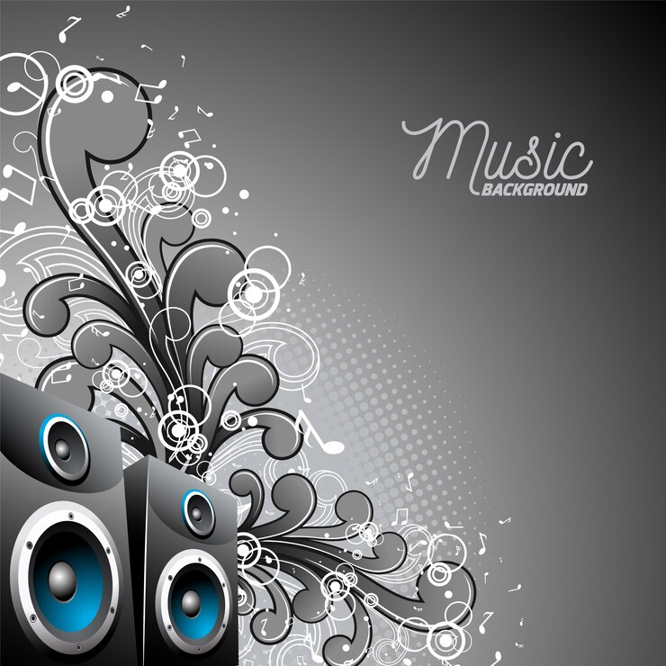 Vector gratuito fondo musical con altavoces