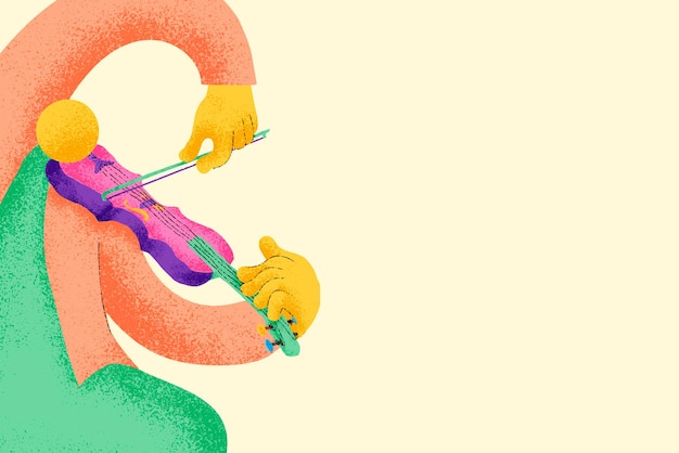 Vector gratuito fondo musical beige con gráfico plano de músico violinista