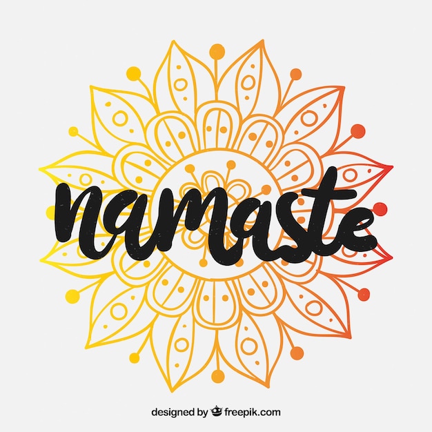 Vector gratuito fondo de namaste con mandala naranja y amarillo