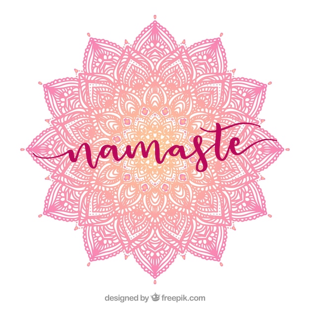 Fondo namaste con mandala rosa dibujado a mano 