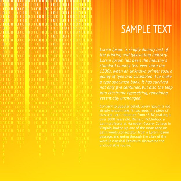 Fondo naranja abstracto con líneas suaves y dígitos. Plantilla de texto de muestra