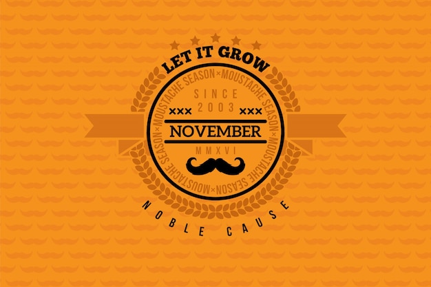 Vector gratuito fondo naranja con bigotes para celebrar movember