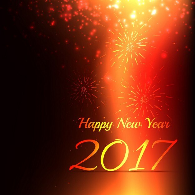 Fondo naranja con fuegos artificiales para año nuevo