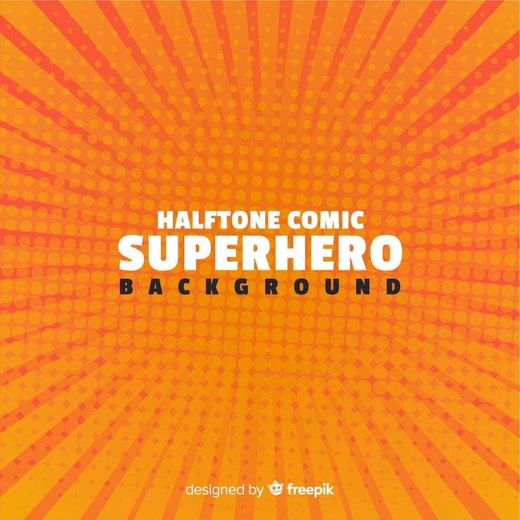 Vector gratuito fondo naranja de medios tonos de superhero