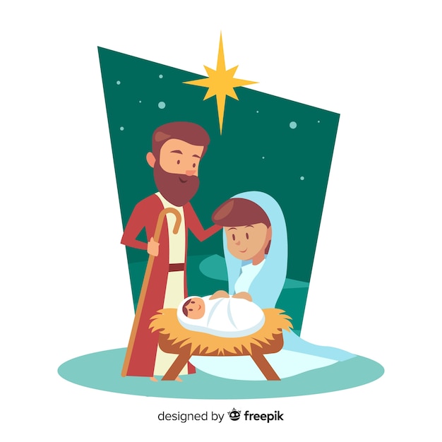 Vector gratuito fondo natividad familia feliz