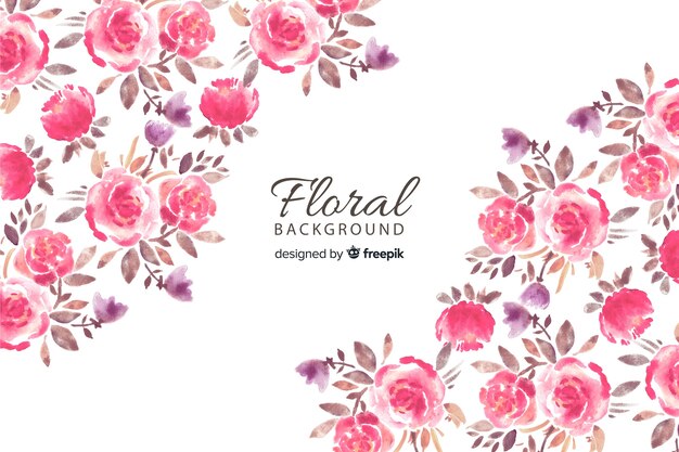 Fondo natural con flores en acuarela