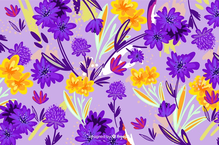 Vector gratuito fondo natural con flores coloridas pintadas