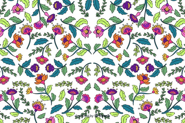 Fondo natural con flores dibujadas a mano