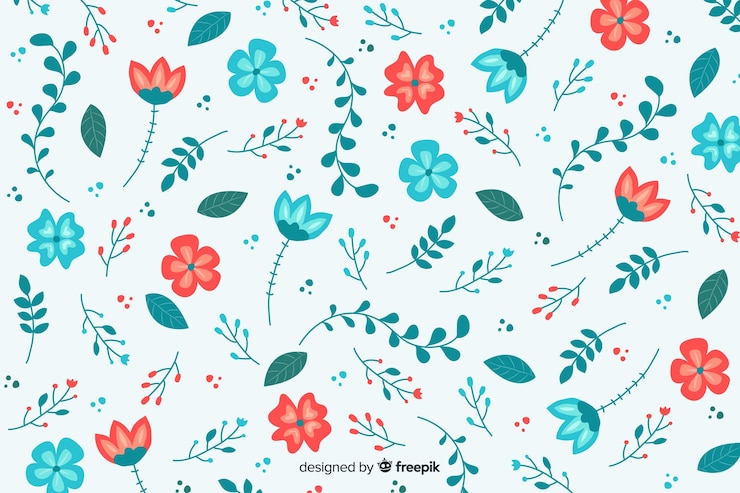 Vector gratuito fondo natural con flores dibujadas a mano