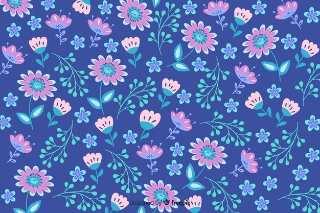 Fondo natural con flores en diseño plano