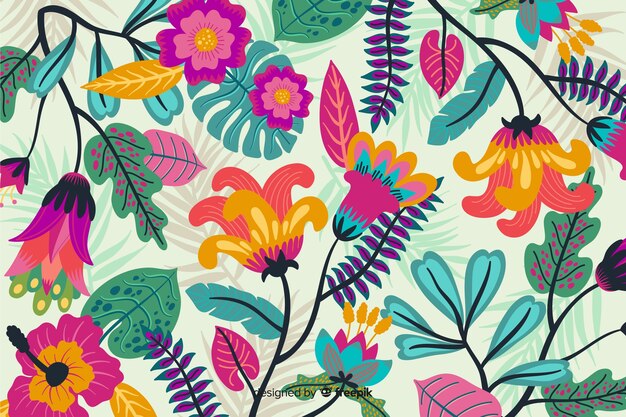 Fondo natural con flores exóticas coloridas