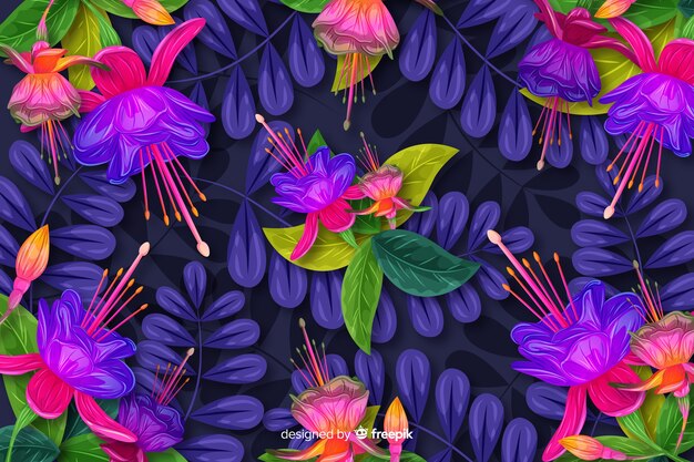 Fondo natural con flores tropicales