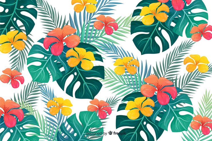 Vector gratuito fondo natural con flores tropicales