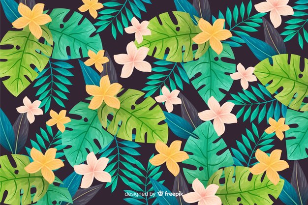 Fondo natural con flores tropicales