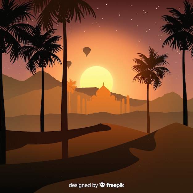 Vector gratuito fondo natural con paisaje en diseño plano