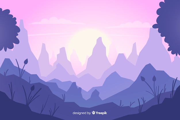 Vector gratuito fondo natural con paisaje de montañas