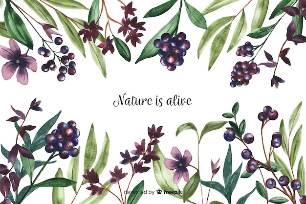 Vector gratuito fondo de naturaleza floral con cita