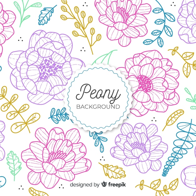 Vector gratuito fondo de naturaleza con lindas flores peony