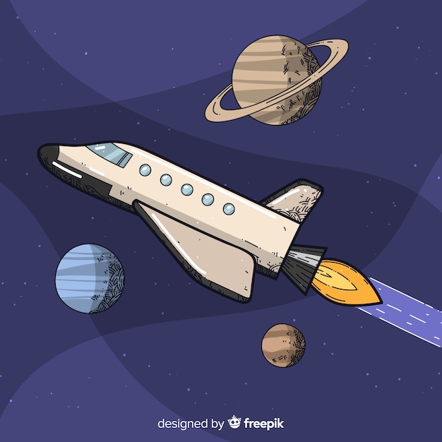 Fondo de nave espacial dibujada a mano