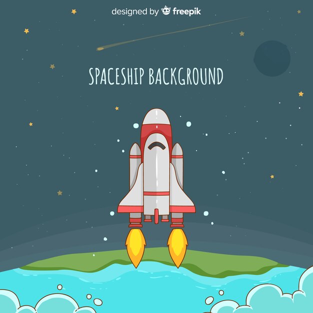 Fondo de nave espacial dibujada a mano