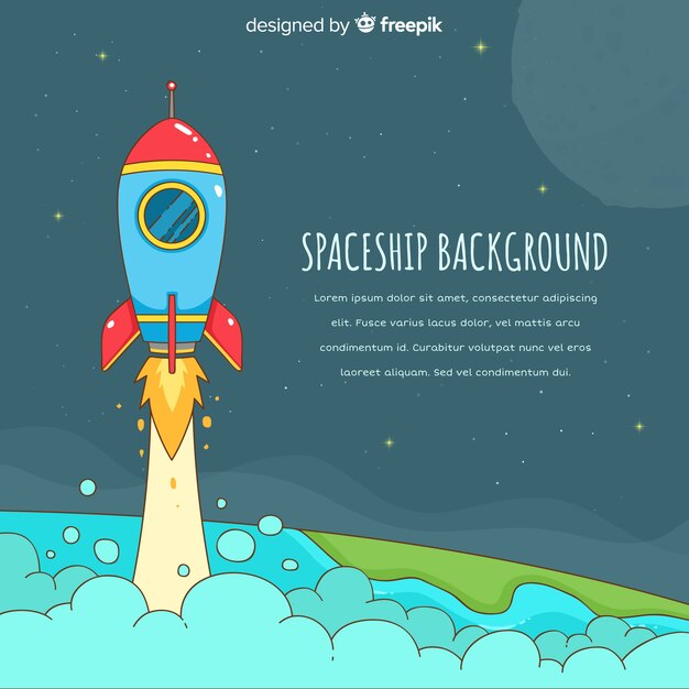 Fondo de nave espacial dibujada a mano