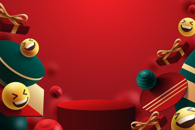 Fondo de navidad 3d con emojis