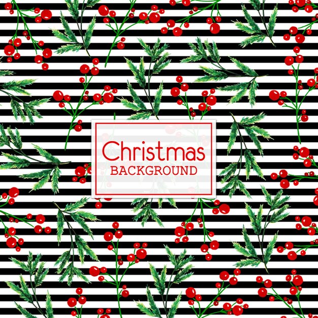 Fondo de Navidad acuarela con rayas negras