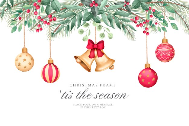 Fondo de Navidad con adornos de acuarela