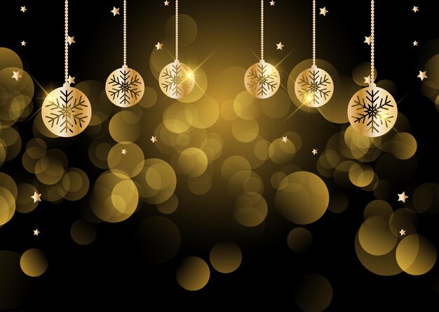 Fondo de navidad con adornos colgantes