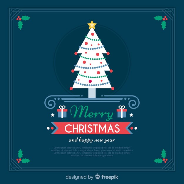 Fondo navidad árbol de navidad plano