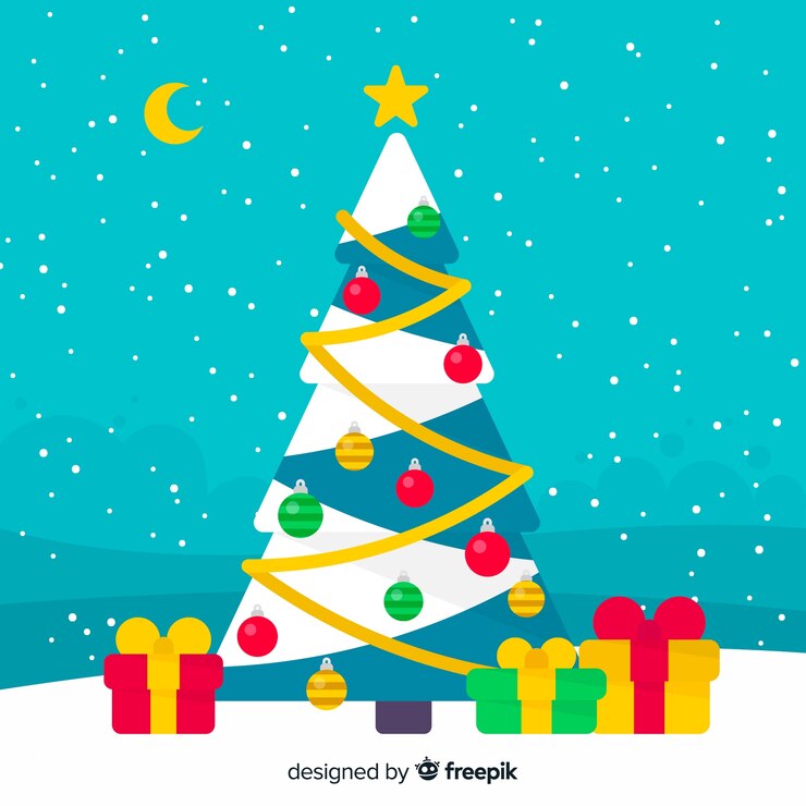 Vector gratuito fondo navidad árbol de navidad plano