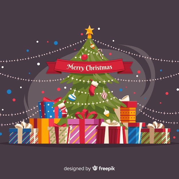Fondo navidad árbol de navidad regalos