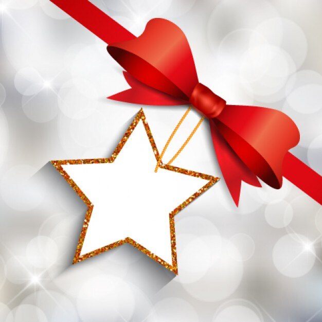 Fondo de navidad bokeh con una etiqueta de estrella