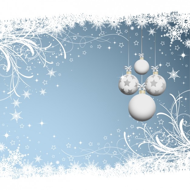 Fondo de navidad con bolas blancas