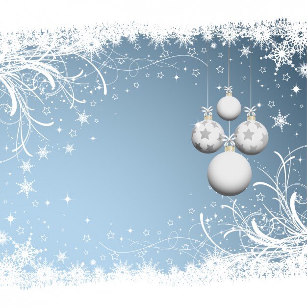 Fondo de navidad con bolas blancas