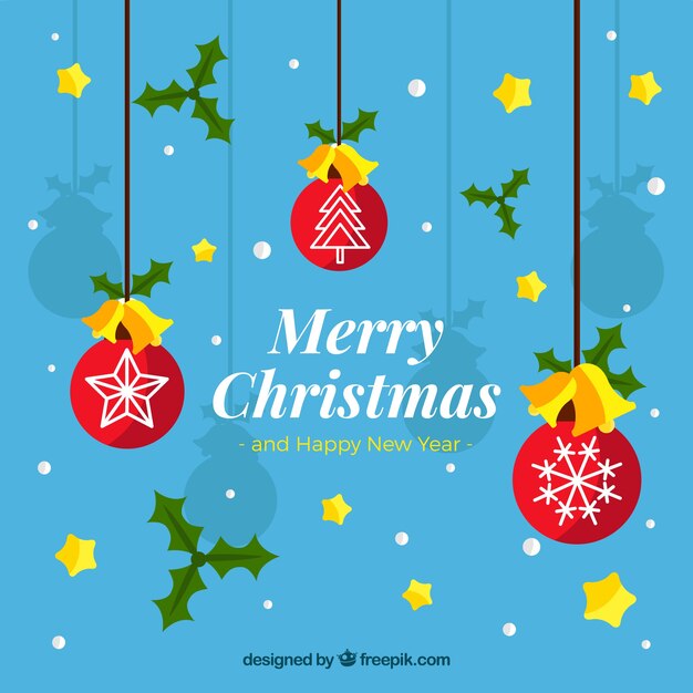 Fondo de navidad con bolas y campanas decorativos