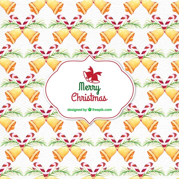 Fondo de navidad de campanas de acuarela 