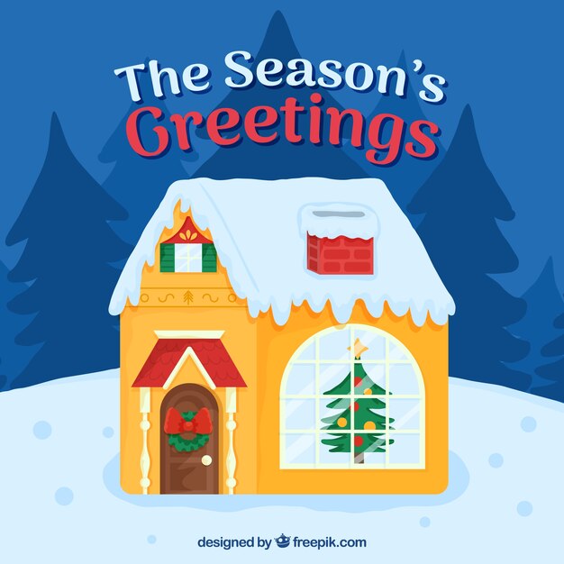 Fondo de navidad con casa adorable