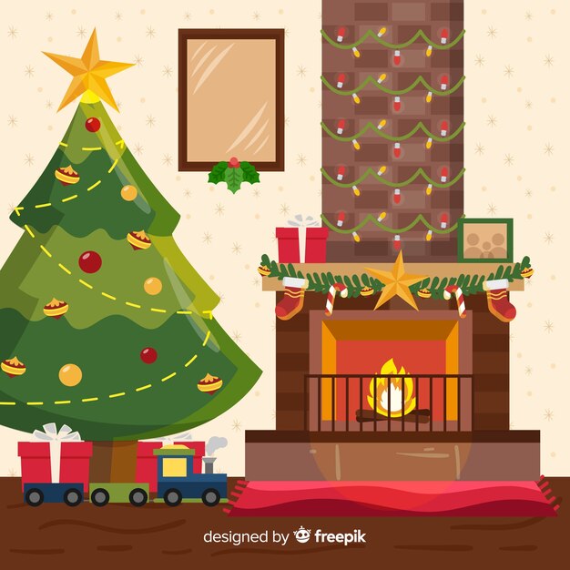 Fondo navidad chimenea