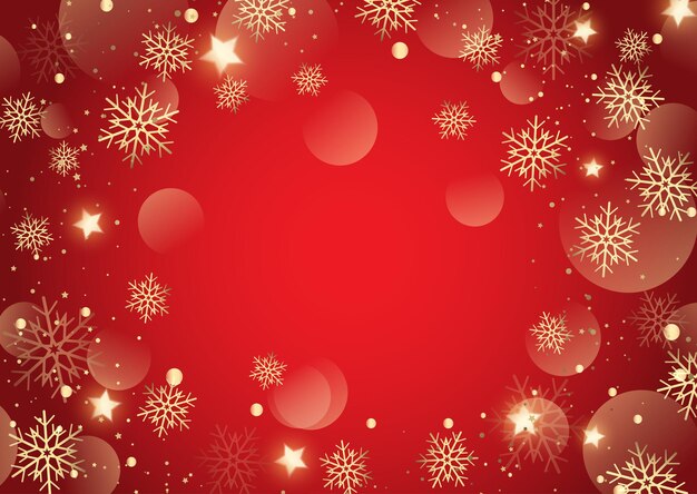 Fondo de navidad con copos de nieve dorados y diseño de estrellas.