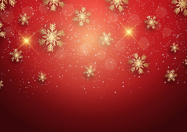 Fondo de Navidad con copos de nieve dorados