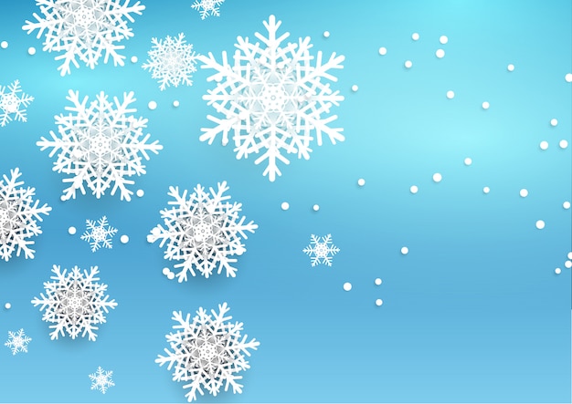 Fondo de Navidad con copos de nieve de estilo 3D