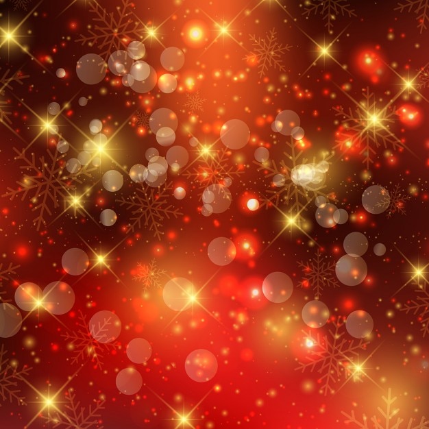 Fondo de navidad con copos de nieve y estrellas