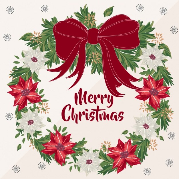 Fondo de navidad con una corona floral fantástica