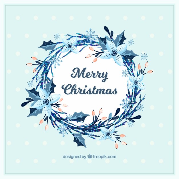 Fondo de navidad con corona floral 