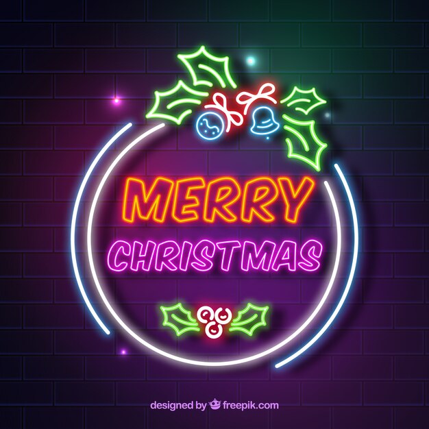 Fondo de navidad decorado con luces de neón