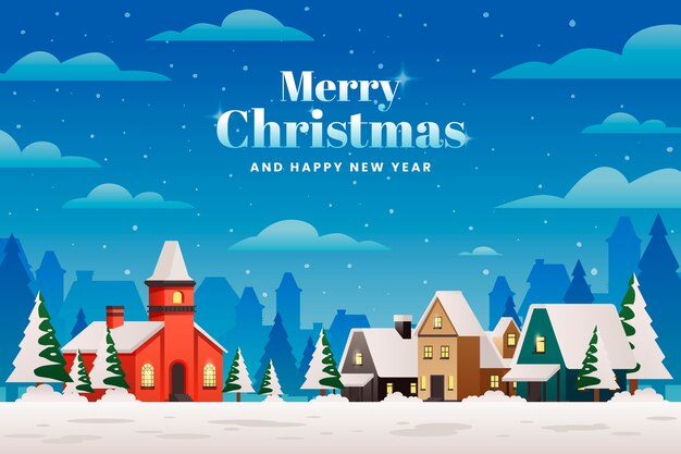 Fondo de navidad degradado con ciudad