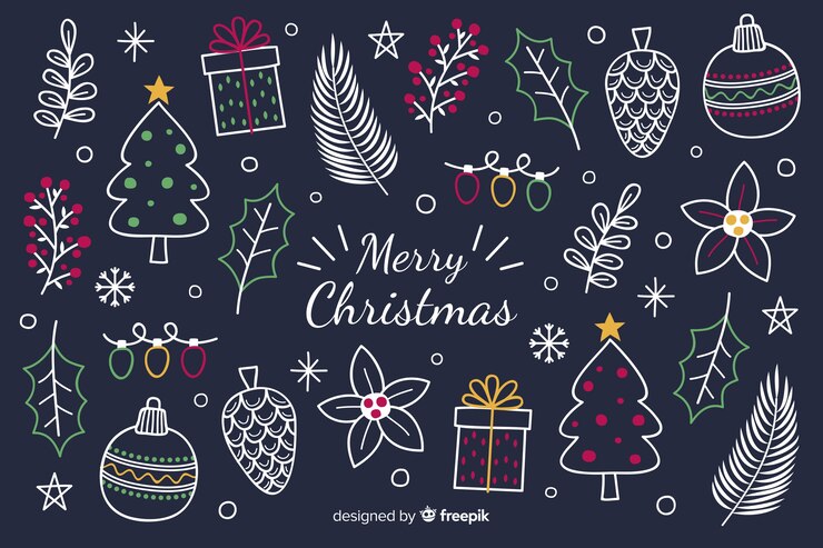 Vector gratuito fondo de navidad dibujado a mano
