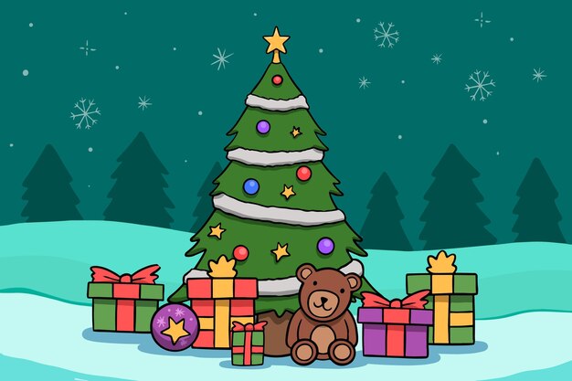 Fondo de navidad dibujado a mano